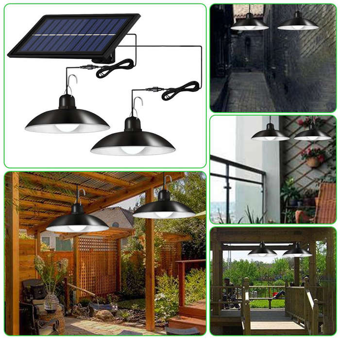 Solar Powered 2 Heads Flood LED Lights With Remote Control Q-LD031