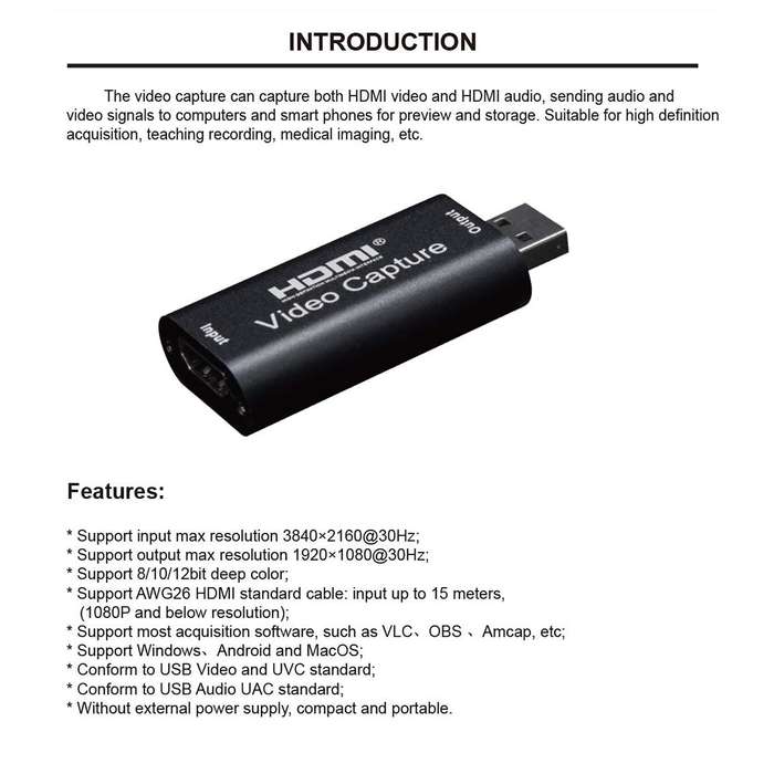 HDMI to USB2.0 1080p Audio Video Capture