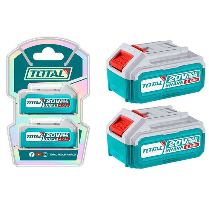 Total 2x Lithium-Ion Battery Pack  (20V, 4.0Ah)