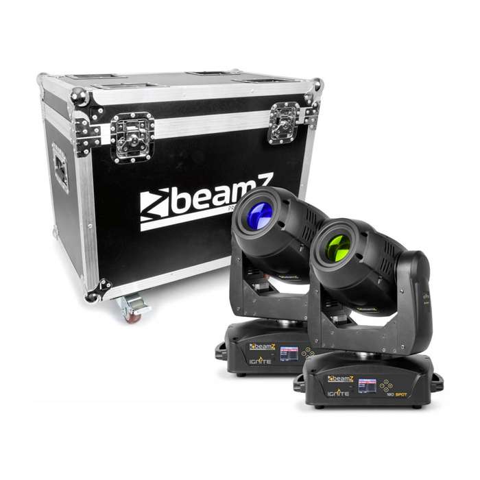 Beamz Ignite180S LED Moving Head Spot 2pc In Flightcase
