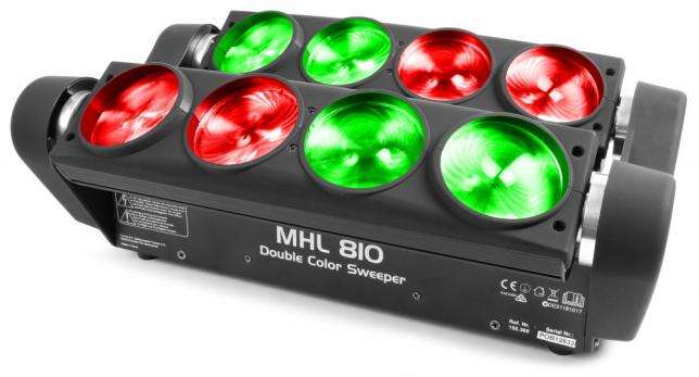 Beamz MHL-810 LED Moving Head Colour Double Sweeper 8X 10W Quad