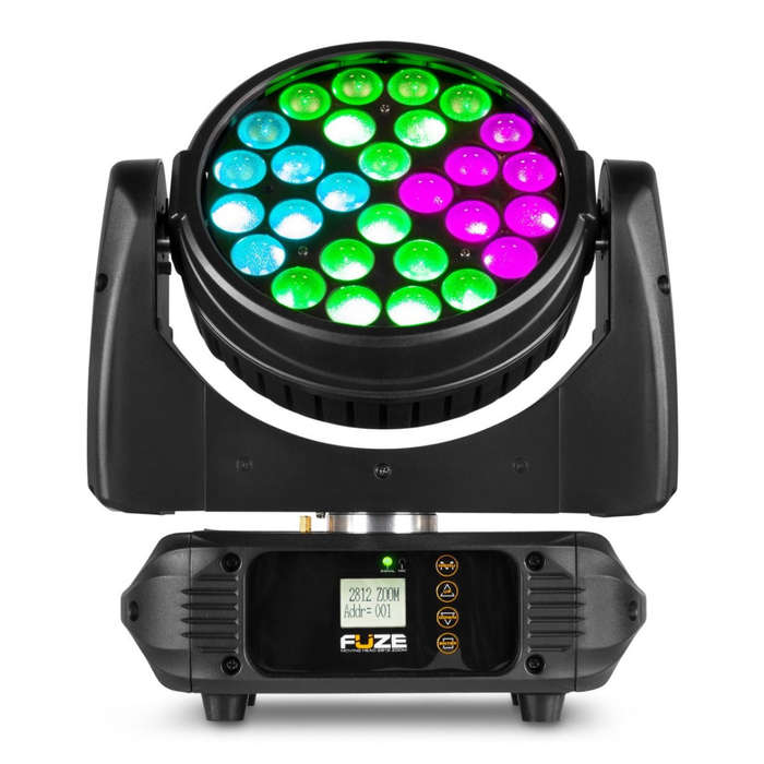Beamz Fuze2812 Moving Head Wash w/ Zoom 28x12w LED : RGBAW-UV