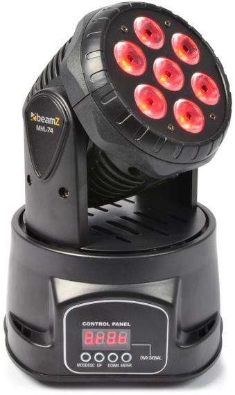 BeamZ MHL74 Mini Moving Head Wash 7X 10W DMX 12-Channel Quad LED