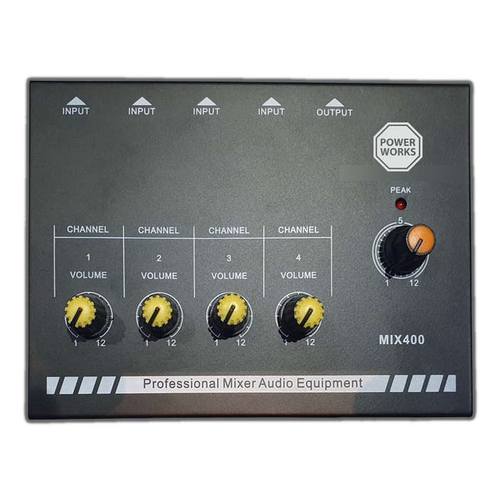 POWERWORKS PW-MIX400 4-channel Mini Audio Mixer