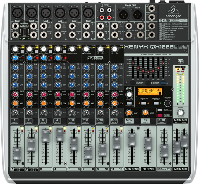 Behringer XENYX QX1222USB Mixer with USB and Effects