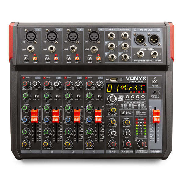 VONYX  VM-KG08 8CH MUSIC MIXER BT/MP3/USB/DSP RECORD