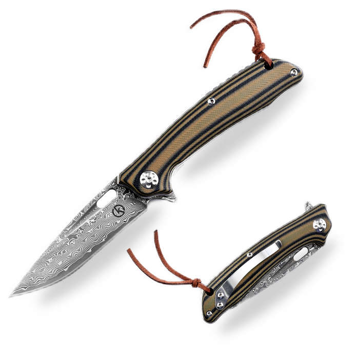 Koch - Handmade Stainless Damascus folder G10 - GT0212