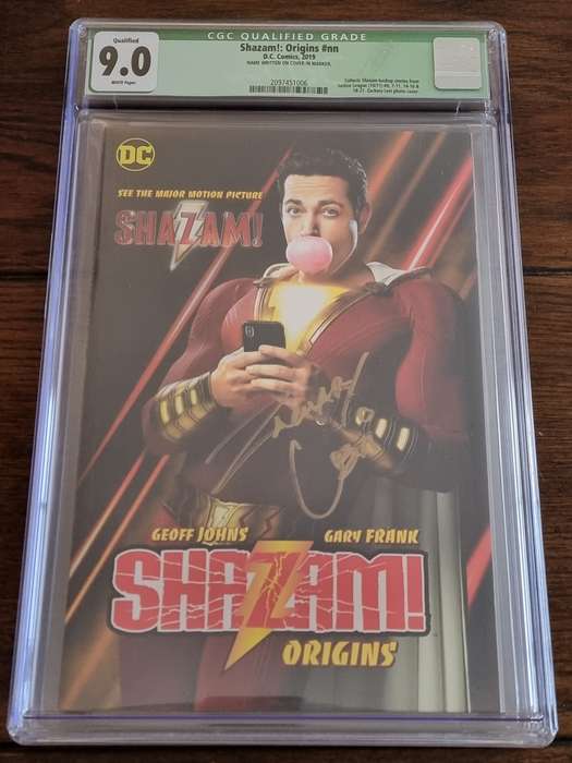 Shazam: Origins photo cover TPB, GREEN LABEL Signed by Zachary Levi, CGC 9.0