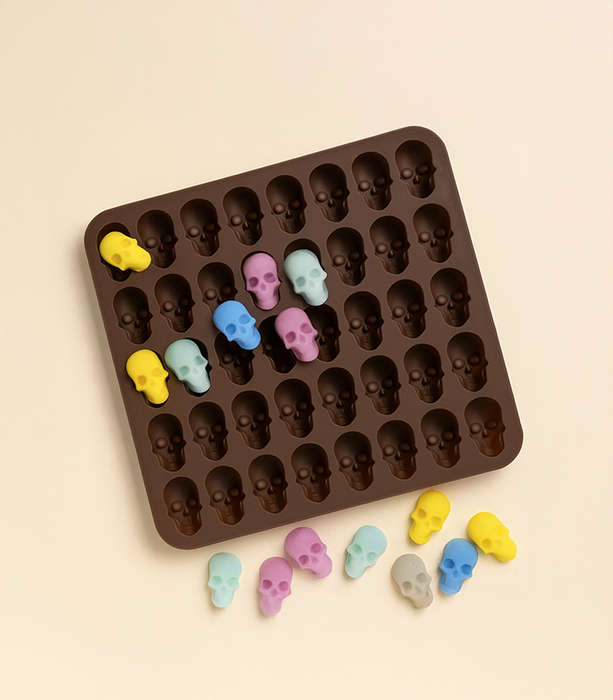 Silicone Mould - Mini Halloween Skulls (40 Cavities)