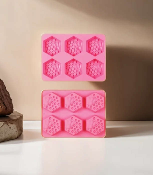 Silicone Soap Mould - Hexagon Honeycomb and Bee Design