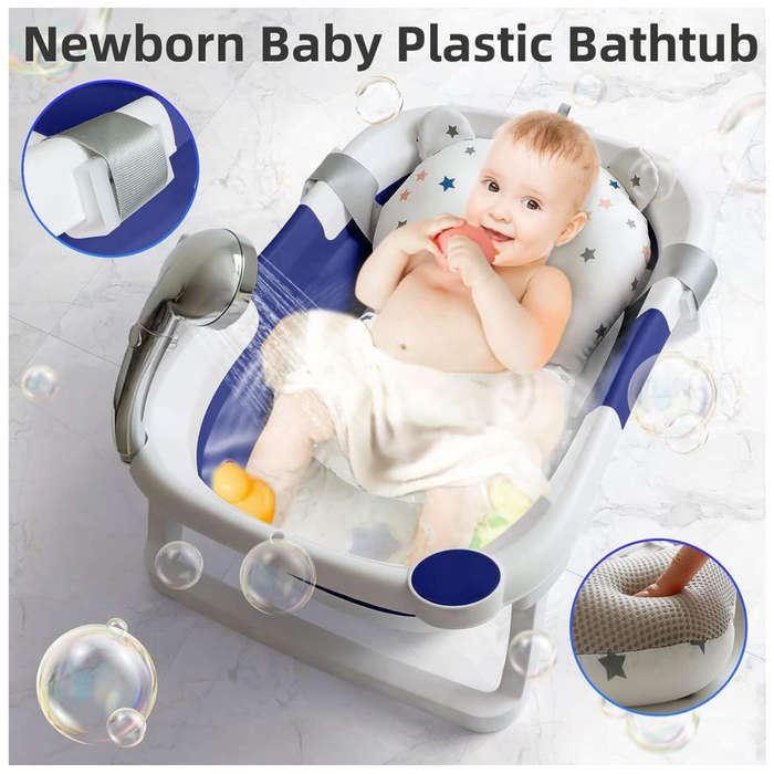 Collapsible Baby Bathtub With Thermometer | Foldable, Portable & Safe