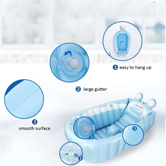 Inflatable Foldable Baby Bath Tub | Portable Tub Outdoor Pool Toddlers