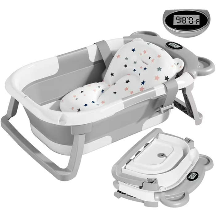 Collapsible Baby Bathtub With Thermometer | Foldable, Portable & Safe