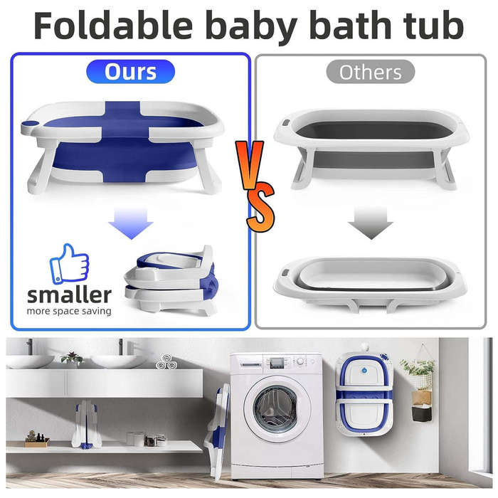 Collapsible Baby Bathtub With Thermometer | Foldable, Portable & Safe
