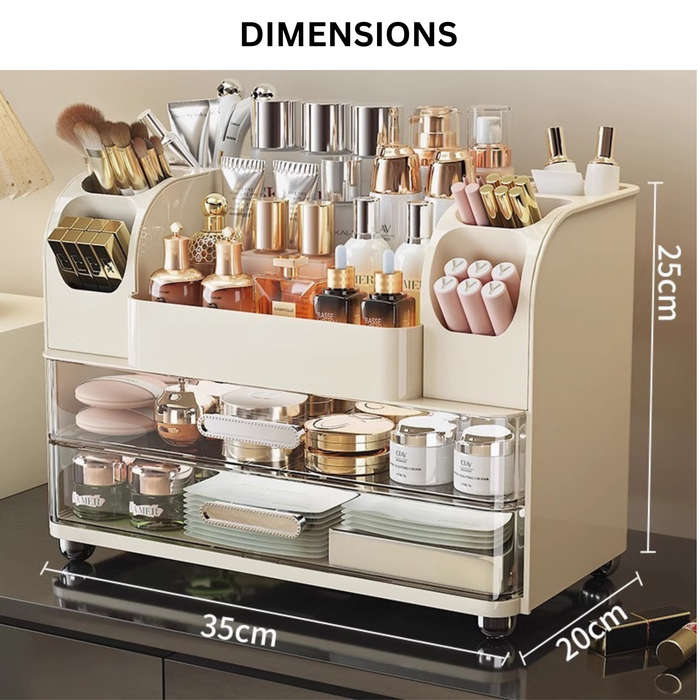 Makeup Storage Organizer I cosmetic display Case 3-Tier 2-Drawer 9 Compartment