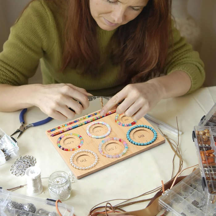 Multifunctional Bamboo Beading Board  DIY Bracelet & Anklet Design Tray