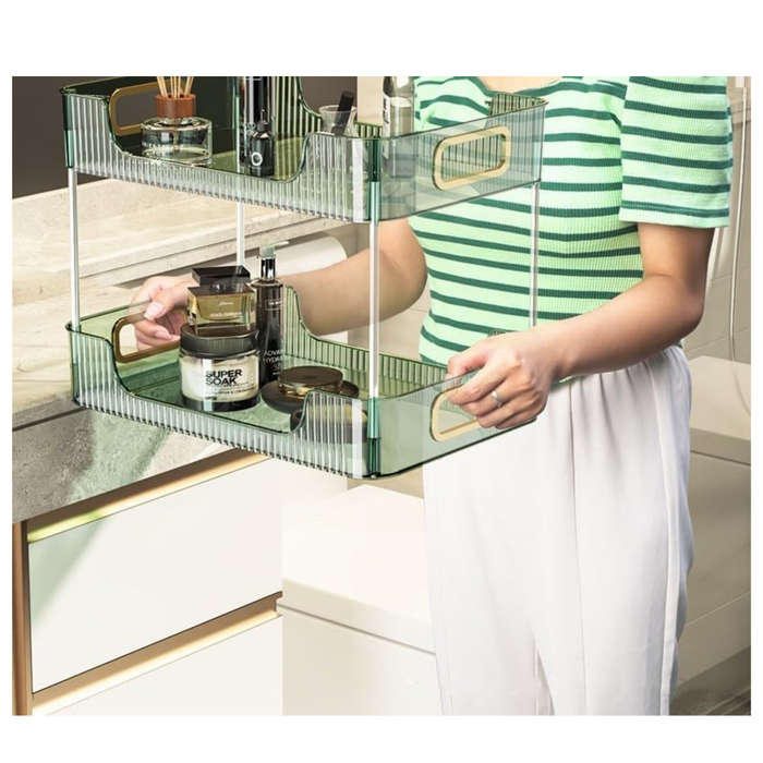 2-Tier Bathroom Organiser Makeup Storage Countertop Tabletop Home Gift