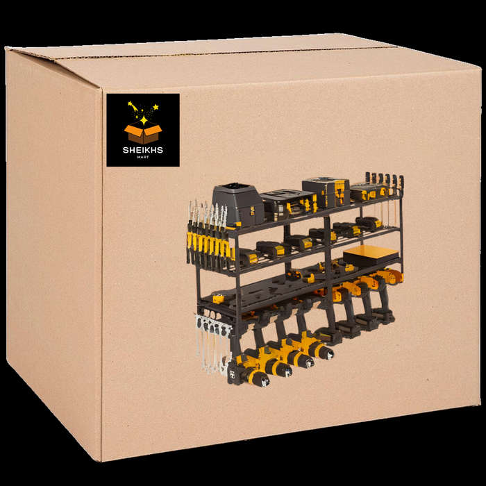 Garage Storage Power Tool Organiser 8 Drills Holder 4 Layers Shelf Rack