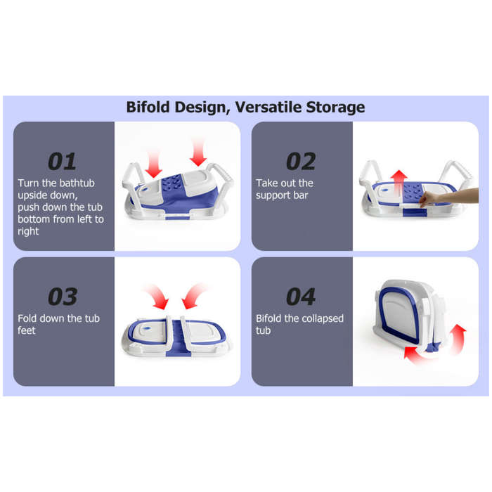 Collapsible Baby Bathtub With Thermometer | Foldable, Portable & Safe