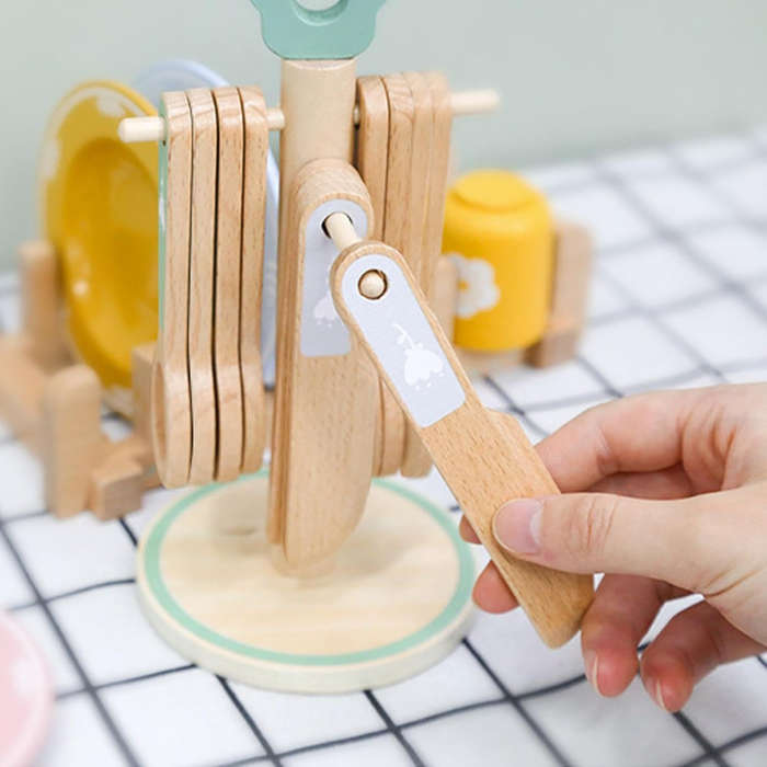 Montessori Pretend Play Wooden Kitchenware Set Kids Boys Girls 26 Piece Toys