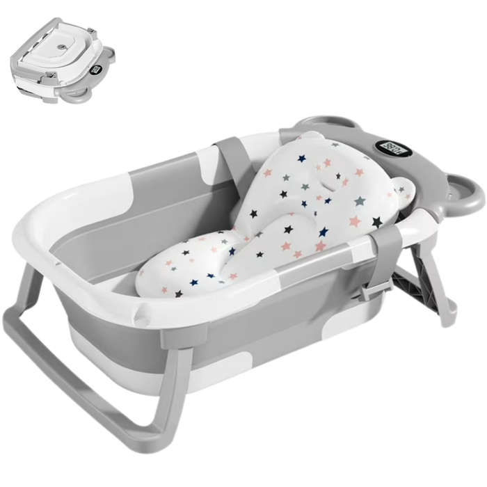Collapsible Baby Bathtub With Thermometer | Foldable, Portable & Safe