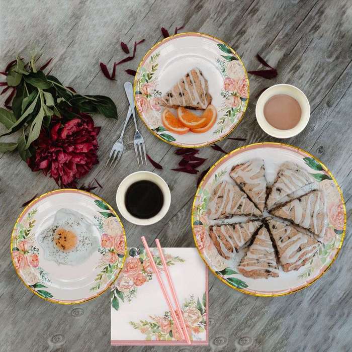 Floral Disposable Dinnerware Set For 25| 200-Piece Party Tableware