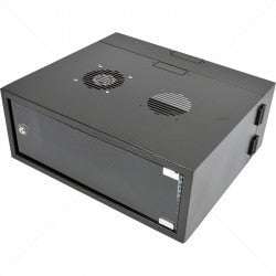 Cabinet 4U Wall Box Swingframe Collar 400x100mm excl Fan & Power Black Part No: CA102-1B