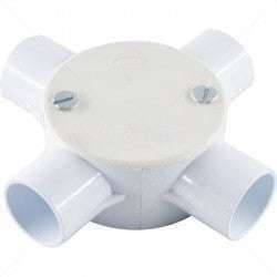 Conduit PVC - 25mm 4-Way Box with Lid and Screws Part No: CA12-2