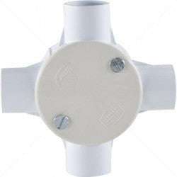 Conduit PVC - 25mm 4-Way Box with Lid and Screws Part No: CA12-2