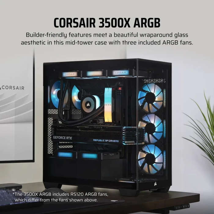 Corsair 3500X ARGB, Midi Tower, PC, Black, EATX, Gaming, Multi