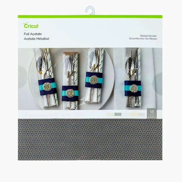 Cricut CC 2006310 Foil Acetate Sampler Pack  16 Sheets, Black/Gold/Silver