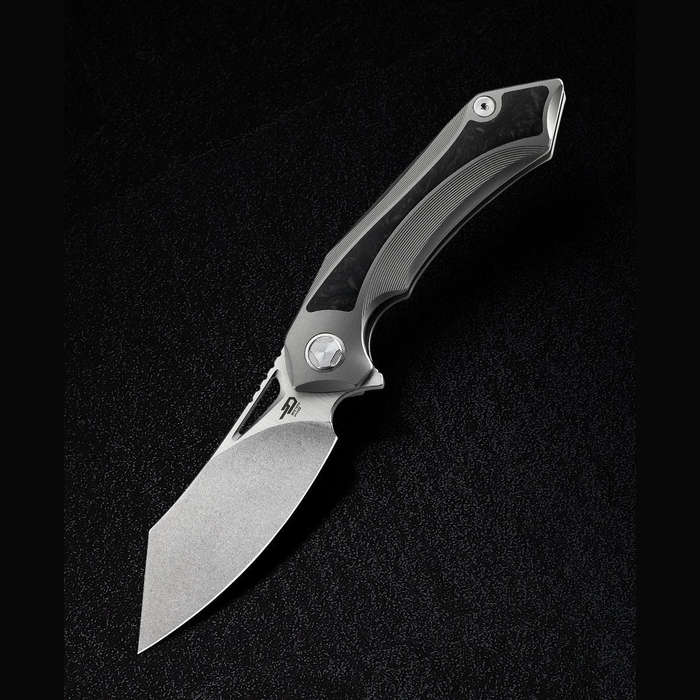 BESTECH KASTA BT1909A Titanium and Marble Carbon Fiber Inlay Handle: 3.46" M390 Knife