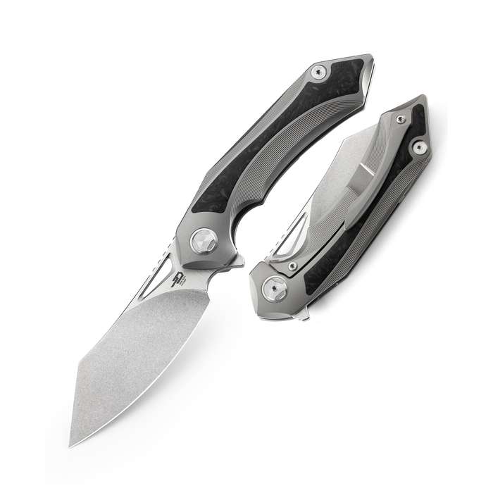 BESTECH KASTA BT1909A Titanium and Marble Carbon Fiber Inlay Handle: 3.46" M390 Knife