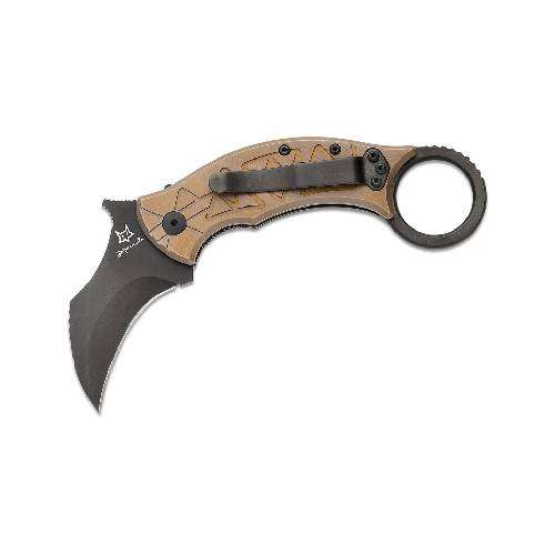 FOX MARCAIDA TRIBAL K FOLDER M390 PVD BLADE TITANIUM BRONZO HANDLE  FX-802 TIPVD Knife
