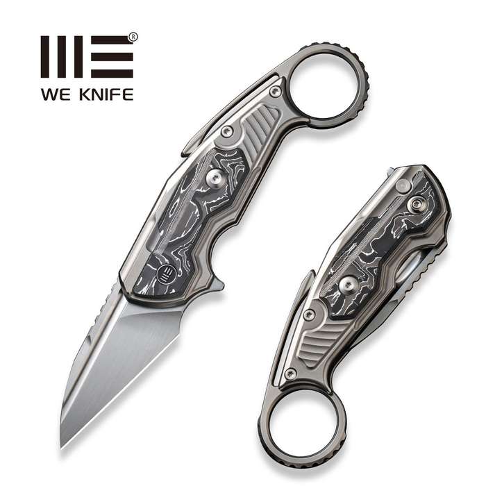 WEKNIFE Yardbird Flipper & Button Lock Knife Titanium & Carbon Fiber Handle (2.44" CPM 20CV Blade...
