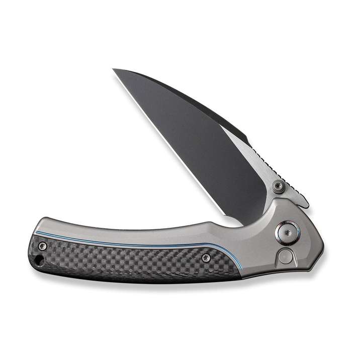 WEKNIFE Ziffius Flipper & Thumb Stud & Button Lock Knife Titanium & Carbon Fiber Handle (3.7" CPM...