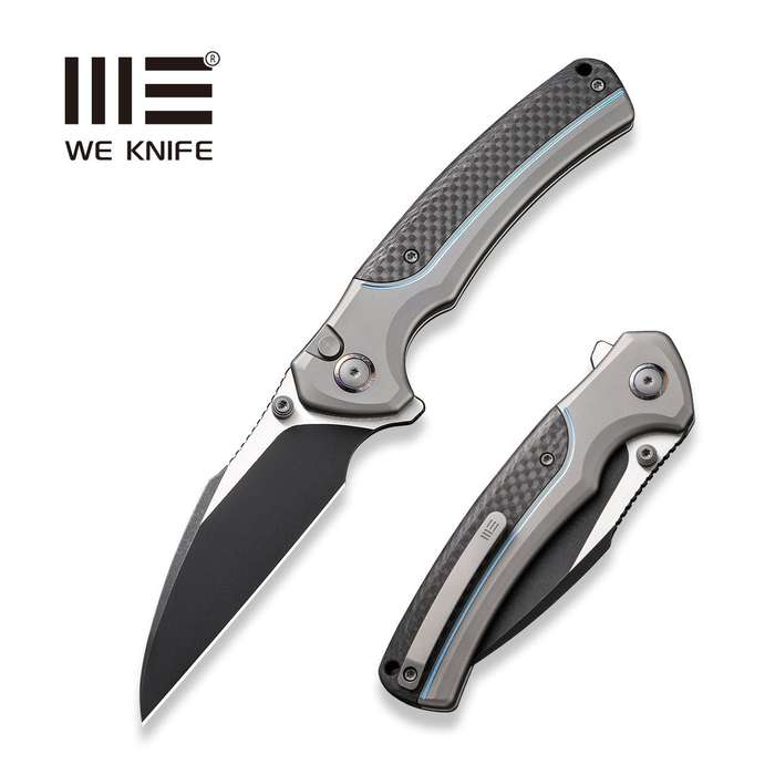 WEKNIFE Ziffius Flipper & Thumb Stud & Button Lock Knife Titanium & Carbon Fiber Handle (3.7" CPM...