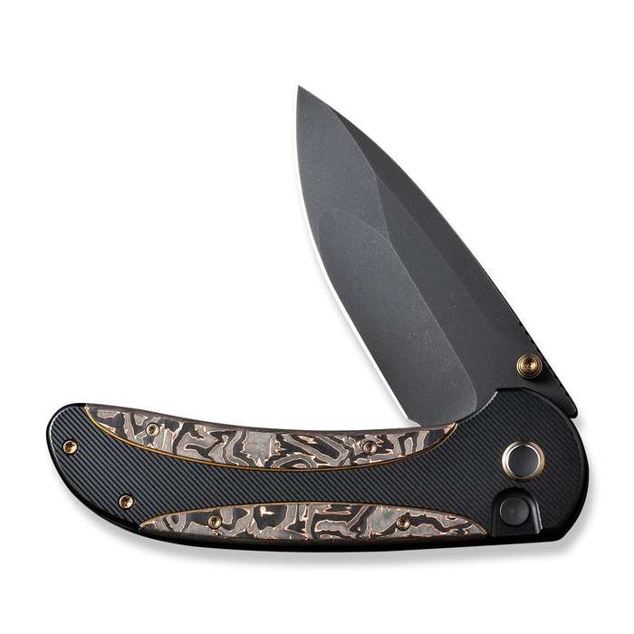WEKNIFE Zizzit Flipper & Thumb Stud & Button Lock Knife Titanium & Carbon Fiber Handle (3.8" CPM ...
