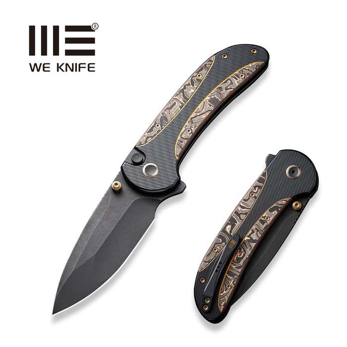 WEKNIFE Zizzit Flipper & Thumb Stud & Button Lock Knife Titanium & Carbon Fiber Handle (3.8" CPM ...