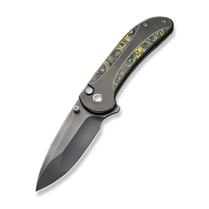 WEKNIFE Zizzit Flipper & Thumb Stud & Button Lock Knife Titanium & Carbon Fiber Handle (3.8" CPM ...