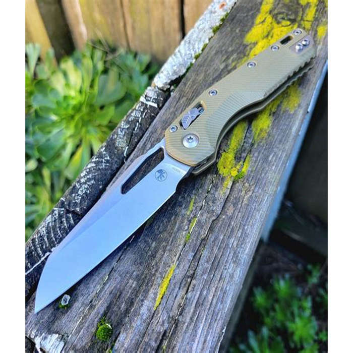 Microtech MSI® S/E Fluted G-10 OD Green Stonewash Partial Serrated  210-11FLGTOD