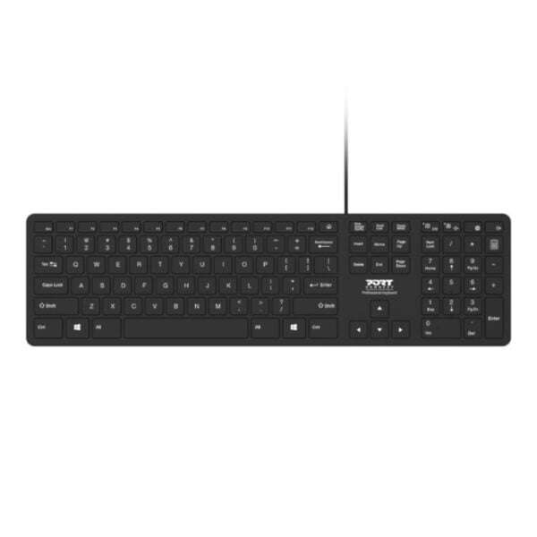 Port Connect Office Executive Low Profile 109key Wired Keyboard  Black
