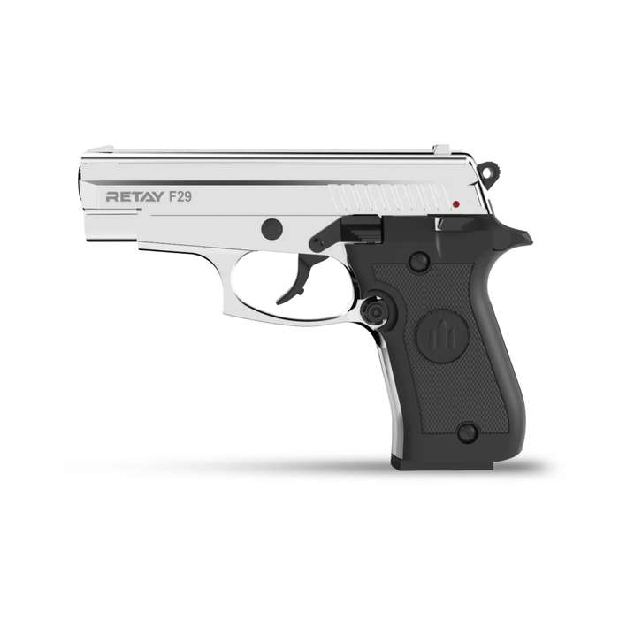 Retay F29 Shiny Chrome Blank/Pepper Gun (Semi Auto|7+1|9mm PAK)