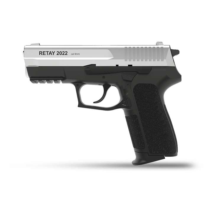 Retay S2022 Shiny Chrome Blank/Pepper Gun (Semi Auto|14+1|9mm PAK)