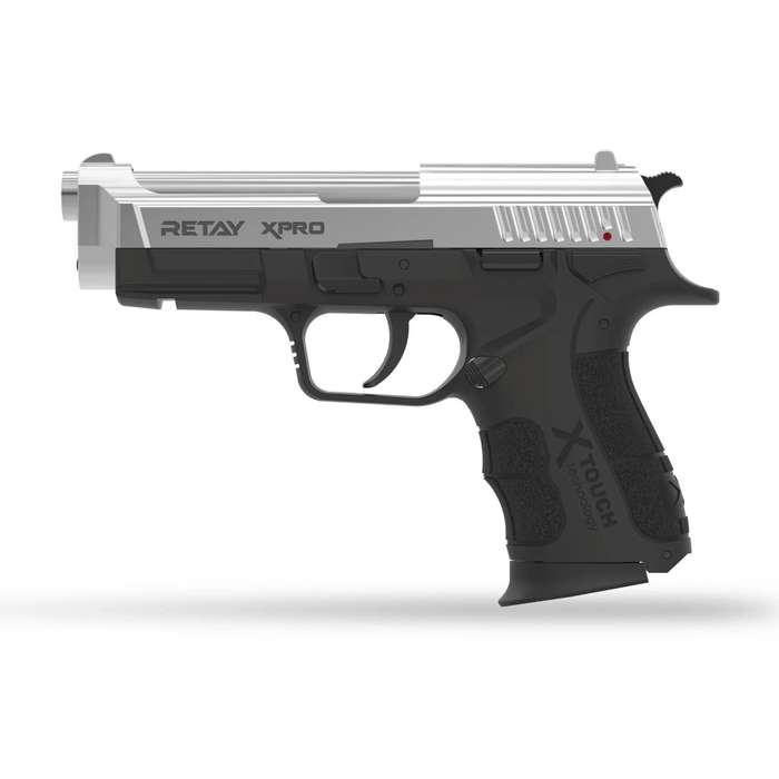 Retay XPRO Shiny Chrome Blank/Pepper Gun (Semi Auto|14+1|9mm PAK)