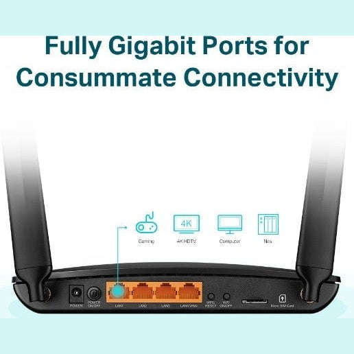 TP-Link 4G+ Cat6 AC1200 Wireless Dual Band Gigabit Router for High-Speed Connectivity