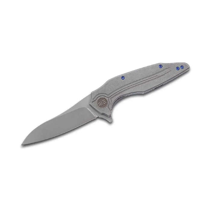 WE KNIFE BLUE TI PLAIN BLADE GRAY TITANIUM HANDLE KNIFE  806C