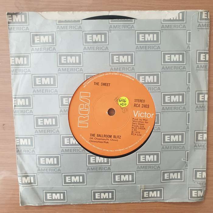 The Sweet  The Ballroom Blitz - Vinyl 7" Record - Very-Good+ Quality (VG+) (Aryeh)