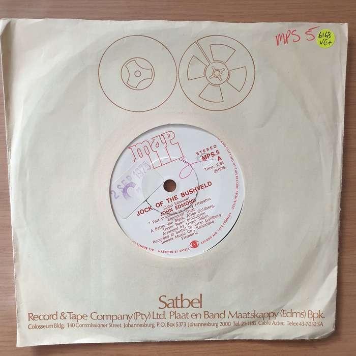 John Edmond  Jock Of The Bushveld - Vinyl 7" Record - Very-Good+ Quality (VG+) (verygoodplus7)