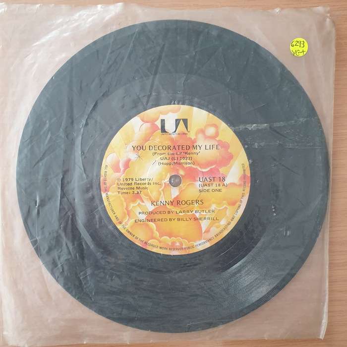 Kenny Rogers - You Decorated my Life - Vinyl 7" Record - Very-Good+ Quality (VG+) (verygoodplus7)